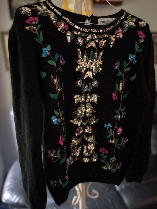 Multi-Color Sequin Sweater by Christina - Sparkle Statement Top - Picture 1 of 5